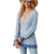 Women's Lace V Neck Contrast Colour Long Sleeve Tops