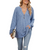 Long Sleeve V Neck Button Casual Tops