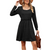 Long Sleeves Square Neck Short Dress