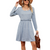 Long Sleeves Square Neck Short Dress