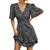Printed Point Waist Ruffle Sleeves Short Dress