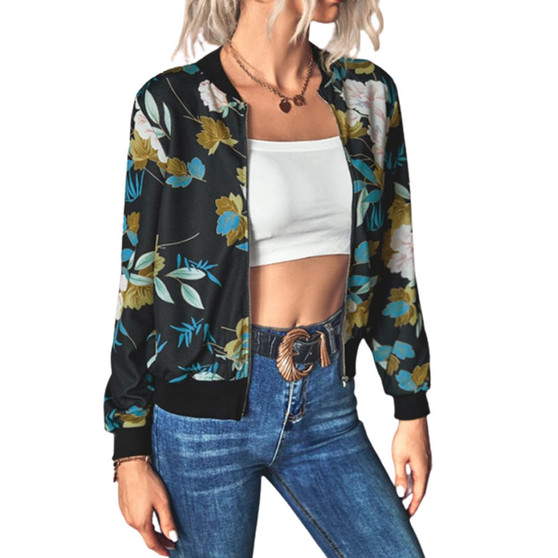 Zip Up Long Sleeve Open Front Cardigans Bomber Coat