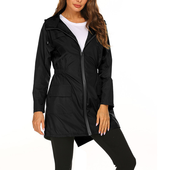 Womens Midi-Length Rain Jacket