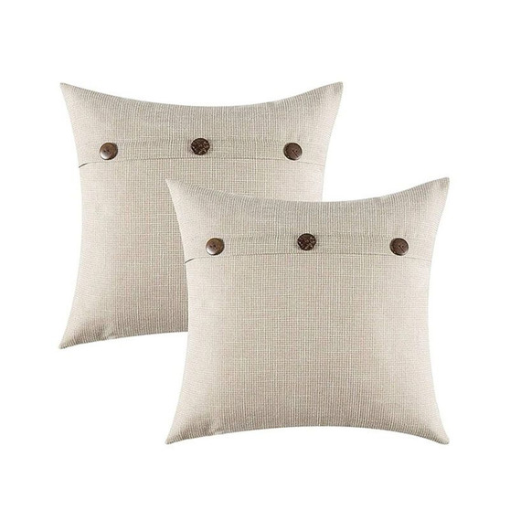 3 Button Flax Throw Pillow Cover - 2 Packs