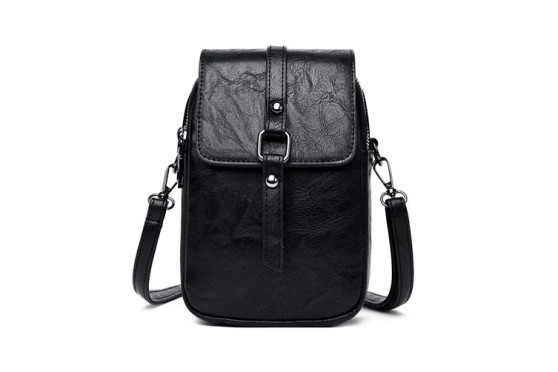 Vegan Leather Mini Crossbody Bag with Lid Vegan Leather Mini Crossbody Bag with Lid