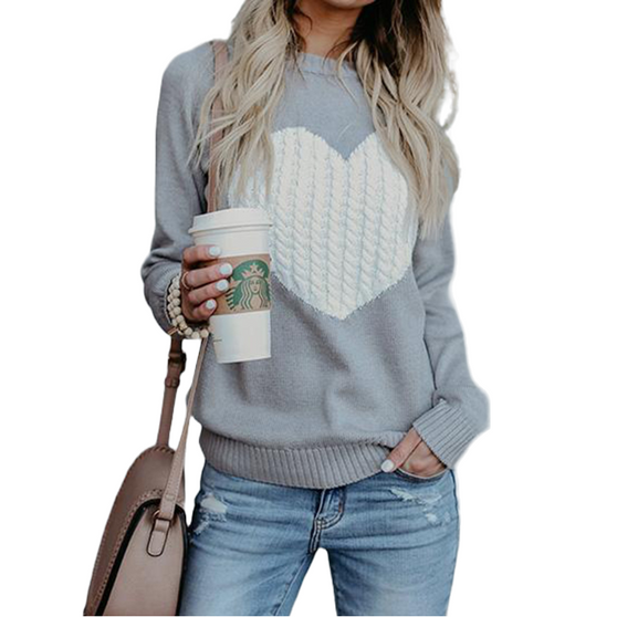 Round Neck Heart Sweater