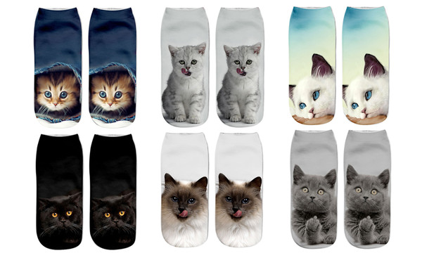 Women's Socks, Colorful 3D Printed Socks, Girls Kitty Cat Funny Socks