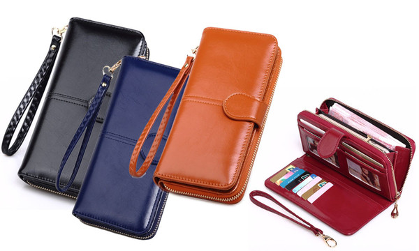 Womens Wallet Leather Card and Smartphone Holder
