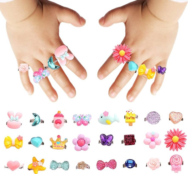 24pcs Girl Jewel Rings Box Set