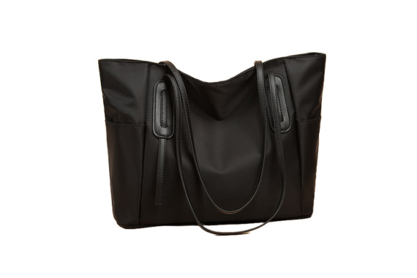 Vegan Leather Oxford Tote Bag with Side Pockets