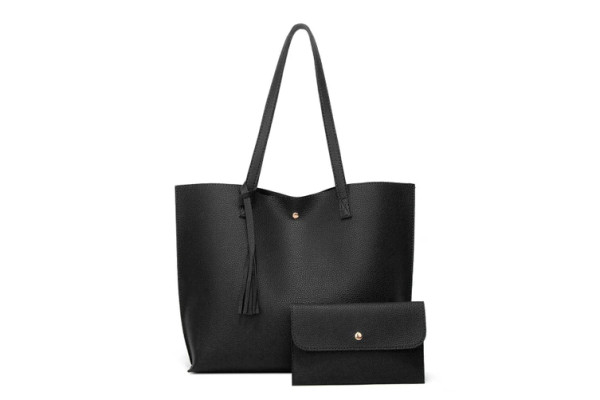 2pcs Vegan Leather Tote Bag Set