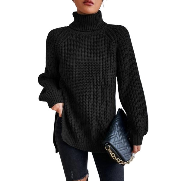 Side Split Turtleneck Sweater