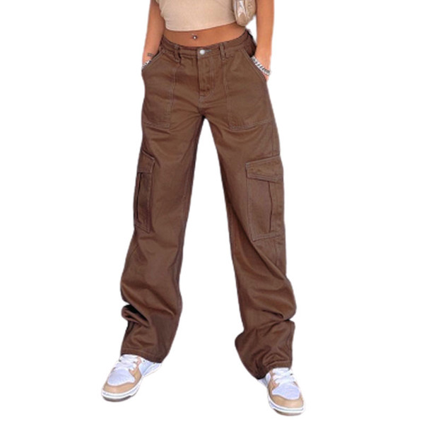 Denim Semi-Elastic Design Cargo Pants
