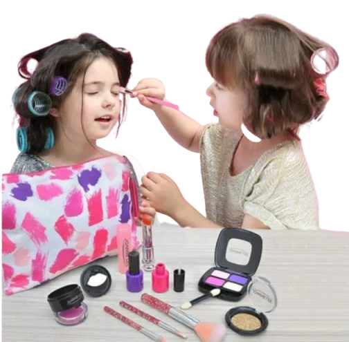 Pretend Makeup Kit for Girls, Kids Pretend Play Makeup Set with Cosmetic Bag Gift Toy Makeup Set for Toddler