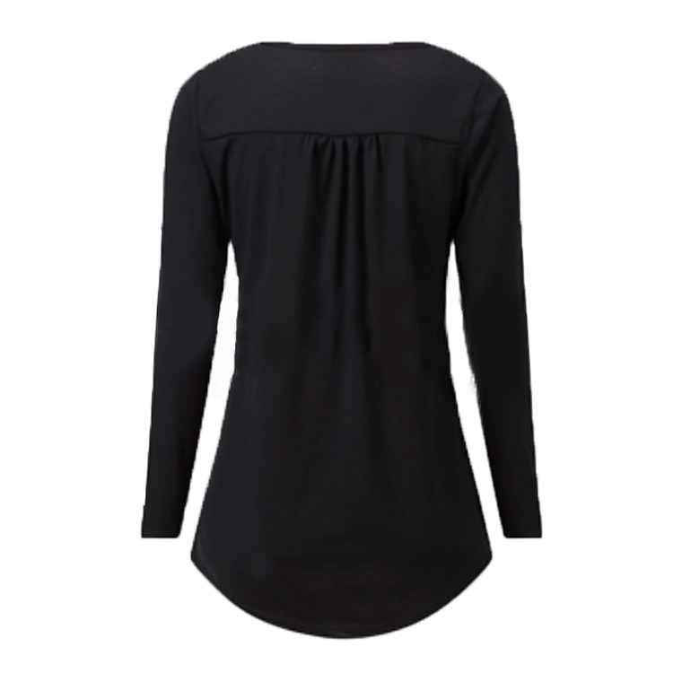 Long Sleeve Tunic Tops with Button Placket