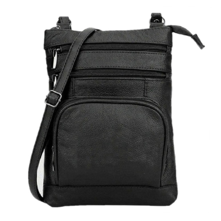 Genuine Leather Crossbody Bag with Multi-Pocket Organisation – Adjustable Strap Shoulder Handbag for Day & Night