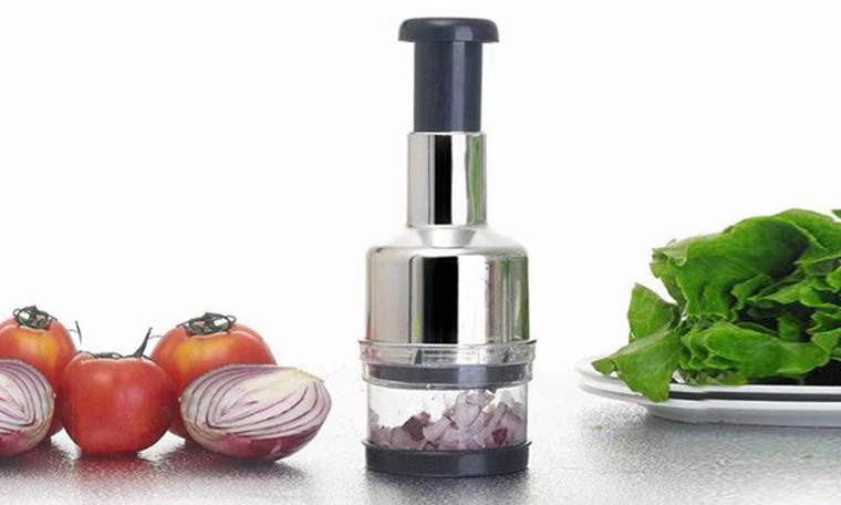 ICB Onion Chopper Hand Chopper for Vegetables - Stainless Steel Nut Chopper Manual Hand Food Chopper
