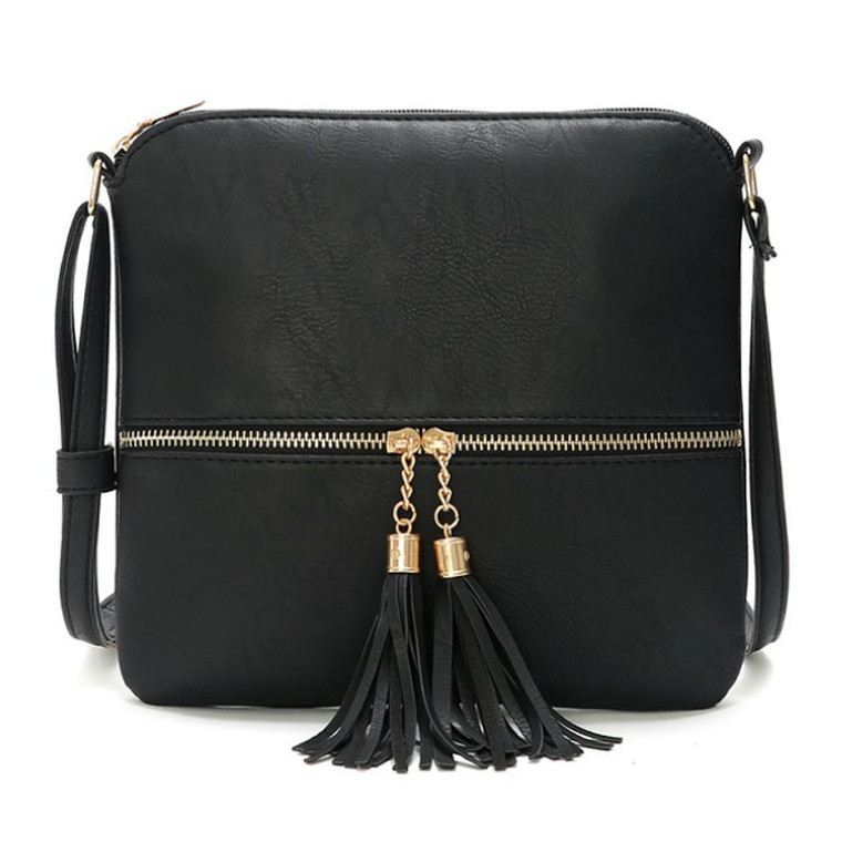 Lightweight Medium Dome Crossbody Bag – Vegan Leather Shoulder Purse with Tassel Detail & Adjustable Strap