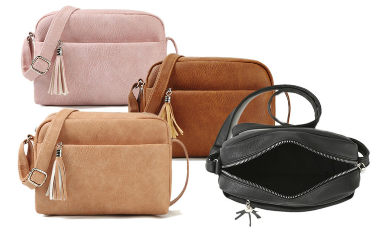 Small Triple Zip Cross Body Bag Handbag