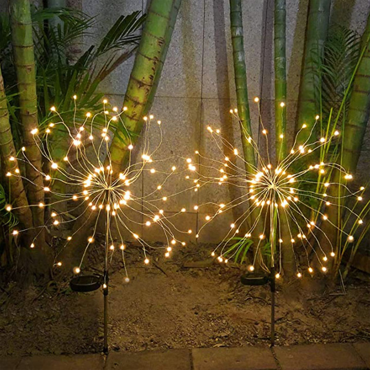 Solar Powered Electric Firework Garden Lights Waterproof - 2pack