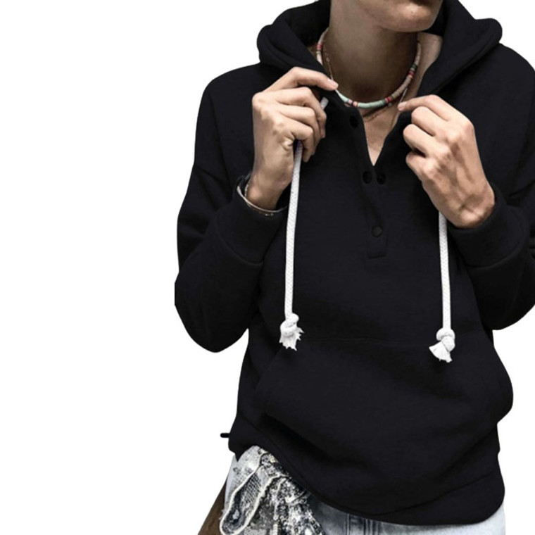Womens Long Sleeve Drawstring Casual Hoodies