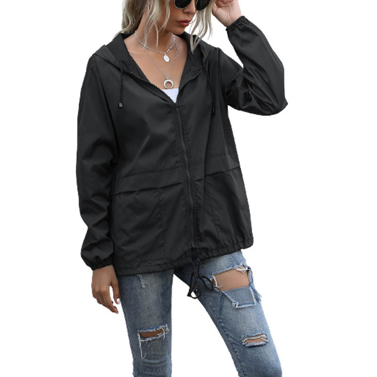 Womens Drawstring Rain Jacket