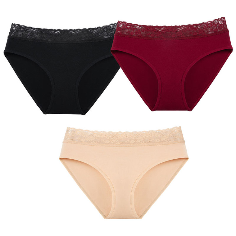 Womens Briefs Hipster Lace Bikini Underwear - 3 Pack