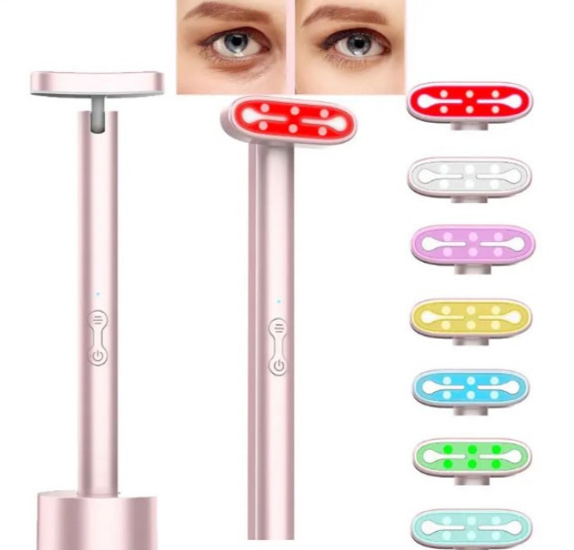 7 in 1 LED Light Therapy Eye Device USB Rechargeable Beauty Massager for Puffiness Skin Firming and Care