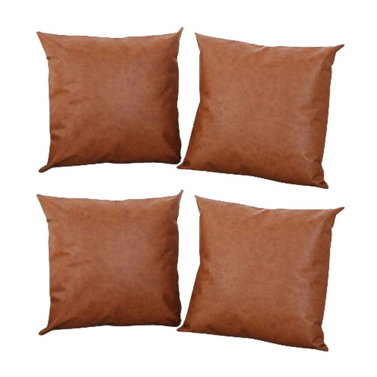Vegan Leather Throw Pillow Covers - 4pack
