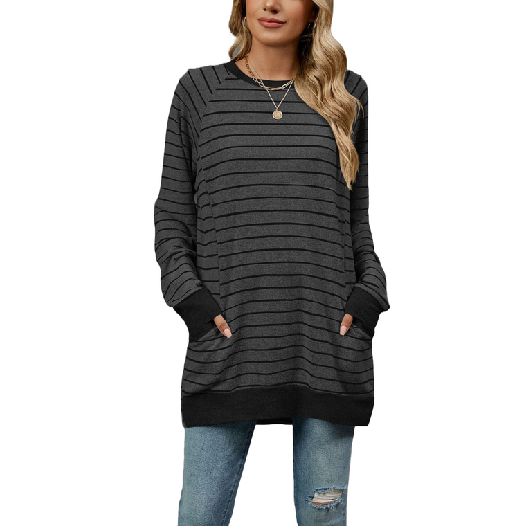 Women's Casual Loose Jumper with Side Pockets 