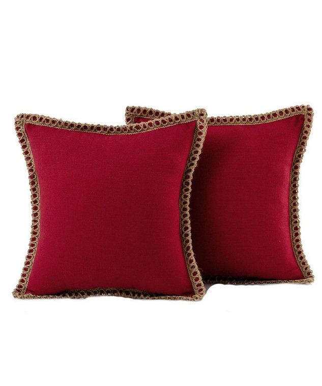 Thread Stitched Edges Throw Pillow Covers Modern Square Cushion Cases with Invisible Zipper Decor - 2 Pack