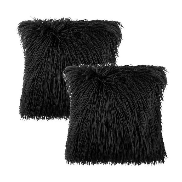 Fuzzy Throw Bed Pillow Covers - 2 Packs