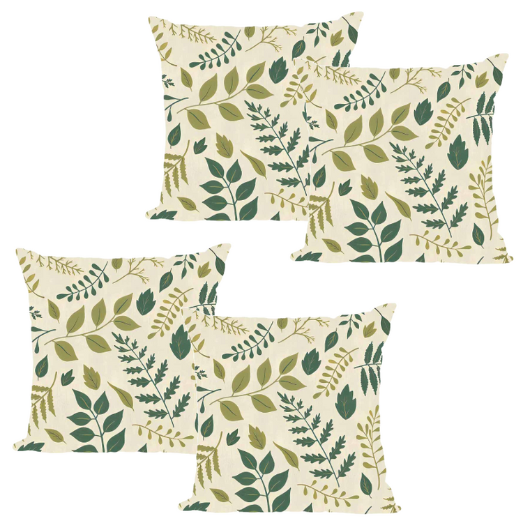 Leaf Linen Throw Pillow Cover - 4 Packs