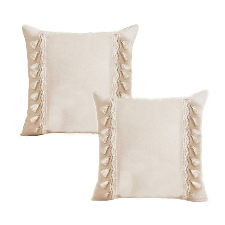 White Bohemia Throw Pillow Cover - 2 Packs