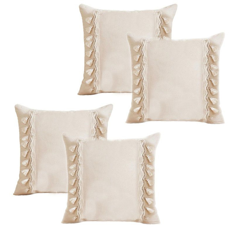 White Bohemia Throw Pillow Cover - 4 Packs