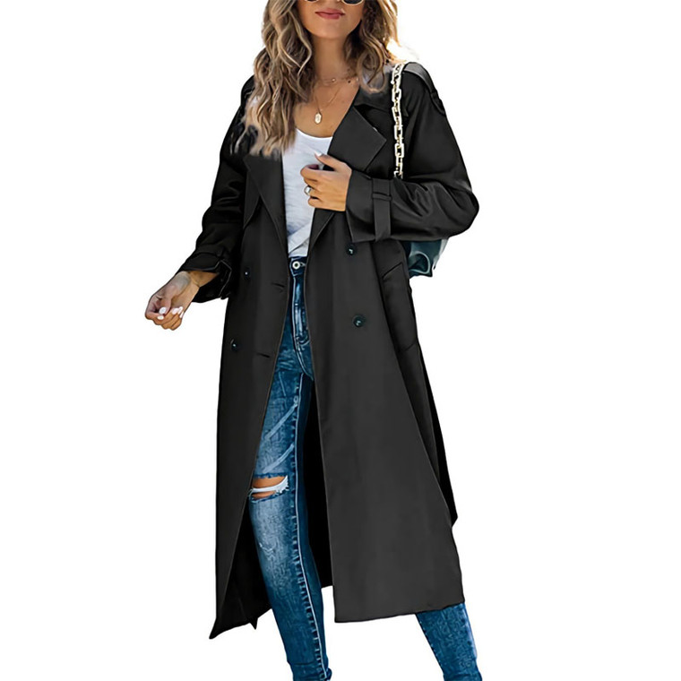Women's Long Trench Coat – Stylish Lightweight Overcoat | Casual Chic Fit
