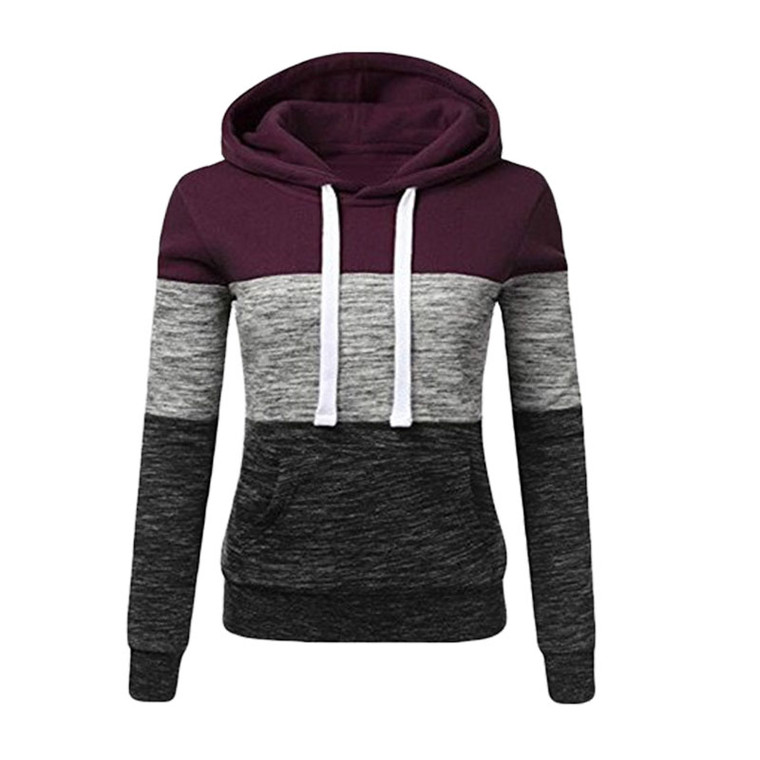 Women's Colour Block Zip-Up Hoodie Jacket