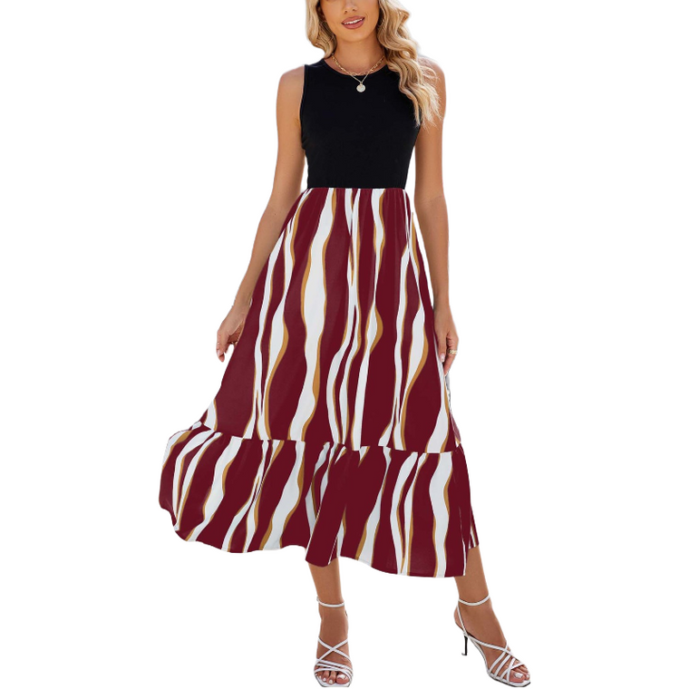 Ripple Printed Dresses Sleeveless Version