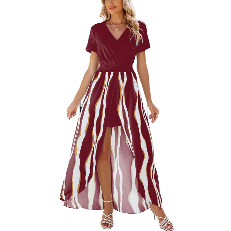 Corset Waist Split Trouser Dress