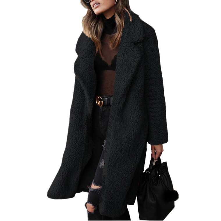 Double-Size Fleece Long Overcoat