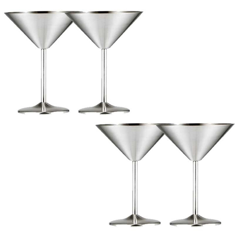 Stainless Steel Martini Glasses - 4Packs