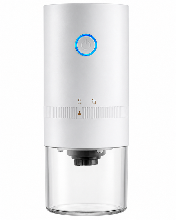 Premium USB Electric Coffee Grinder with Adjustable Ceramic Conical Burr – Portable Automatic Mill