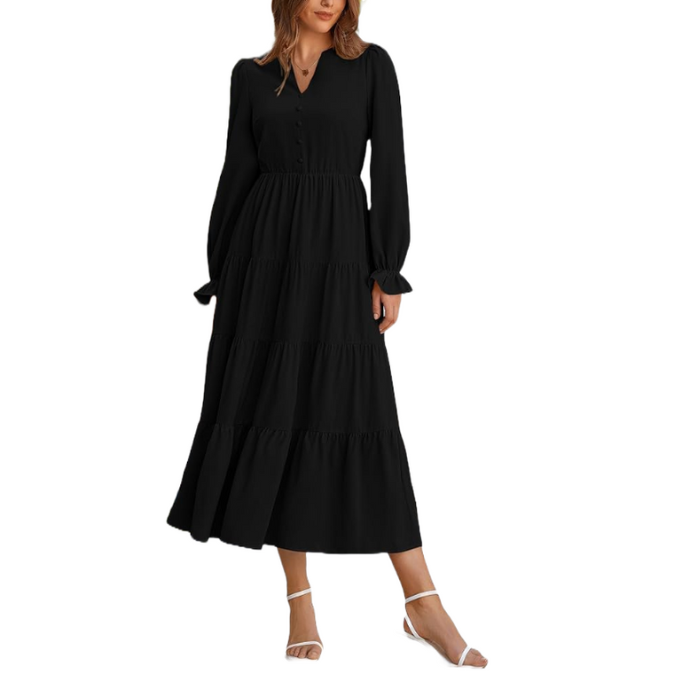 Long Flouncing Sleeves Autumn Long Dress