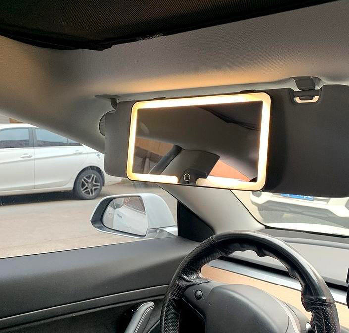 Car Sun Visor LED Makeup Mirror – 23.5cm Touch Sensor Vanity Mirror with 600mAh USB Rechargeable Battery