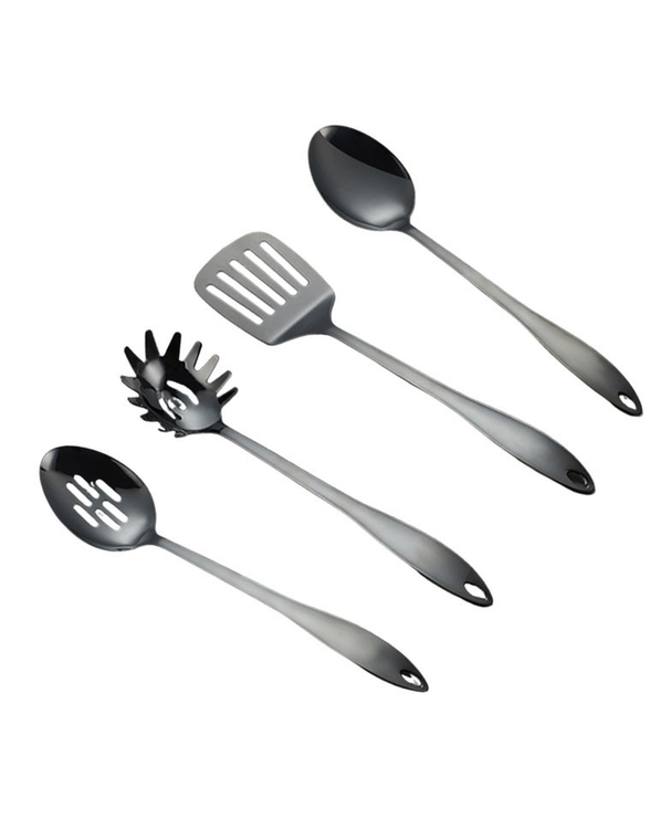 Premium 4-Piece Kitchen Cookware Set - Stainless Steel Non-Scratch Spatulas & Heavy-Duty Cooking Spoons
