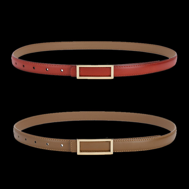 Genuine Leather Skinny Belt – Timeless Style & Versatile Fit - 2packs