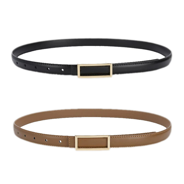 Genuine Leather Skinny Belt – Timeless Style & Versatile Fit - 2packs