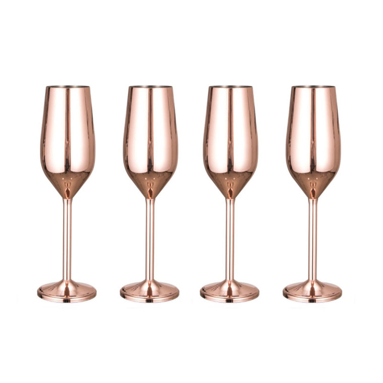 Stainless Steel Champagne Glasses - 4 Packs