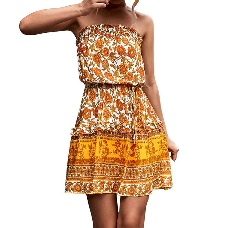 Bohemia Strapless Floral Skirt 