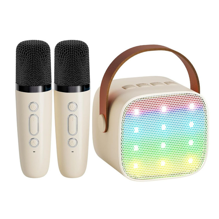 Two Microphones Mini Karaoke Machine – Portable Bluetooth Party Speaker with Dual Mic Support